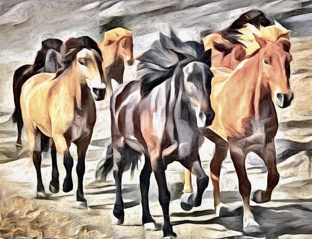 art painting of horses